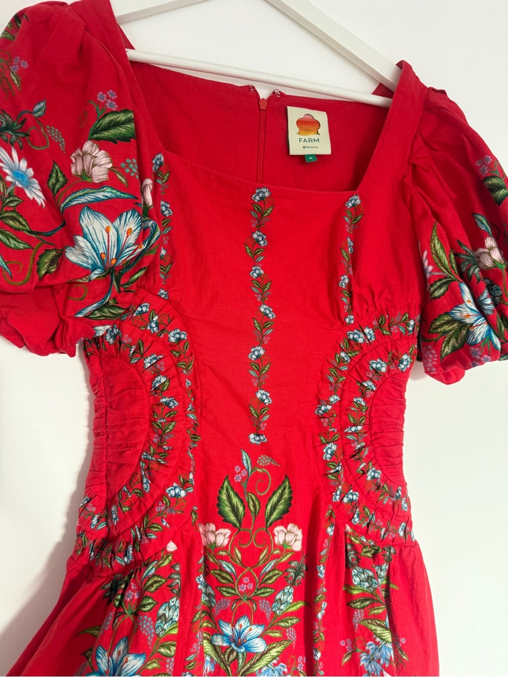 Farm Rio Red Linen Blend Dress - Picture 3 of 8